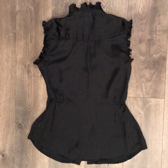 Black Silky Victorian Style Ruffle Blouse - Picture 4 of 9